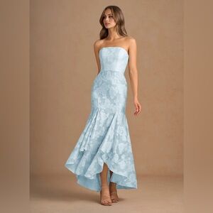 Azazie Avina Pale Blue Floral Dress